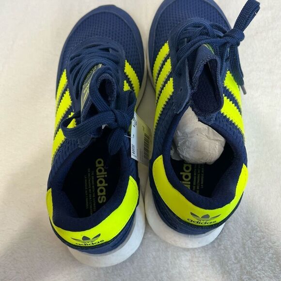 Adidas I-5923 Navy Blue Solar Yellow Boost Shoes 8.5 Men NEW - Picture 8 of 9
